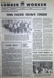   The Western Canadian Lumber Worker, Vol. XXXVI, No. 5, 1st Issue, Mar. 1968   , page 1