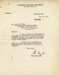 Letter to Vance from H.L. Taylor, CNR Purchasing Agent: 03-Jun-39