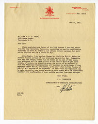 Letter to Vance from R.A. Pennington: 17-Jun-49