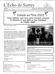   L'ÉCHO DE SURREY, 2003   , page 1