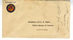 Letter to Vance from W.H. Mulligan, Chief Constable: 19-Jul-48