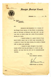 Letter to Vance, from Commissioner of Police for Shanghai Municipal Council: 08-Feb-37
