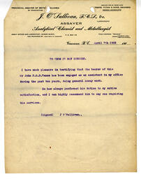 Reference letter from J. O'Sullivan Assayer: 07-Apr-03