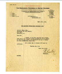 Letter to Vance from E.A. Wheatley: 12-Mar-34