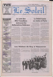 Le Soleil de Colombie-Britannique, November 8, 1996, page 1