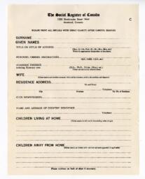 Social Register of Canada form, listing, and check: 25-Jun-60