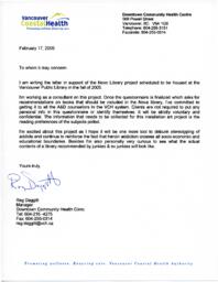 Letter from Vancouver Coastal Health (Reg Daggitt)