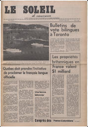 Le Soleil de Vancouver, April 11, 1973, page 1