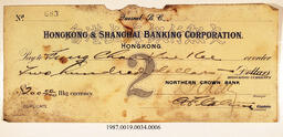 Cancelled Cheque, 1917 - Hong And Lee Chong Collection