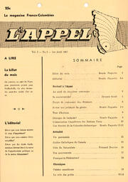   L'APPEL, LE MAGAZINE FRANCO-COLOMBIEN, 1967   , page 1