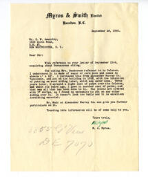 Letter to S.W. Asworthy from M.A. Myros: 28-Sep-56