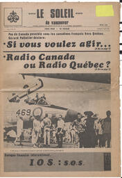 Le Soleil de Vancouver, August 14, 1970, page 1
