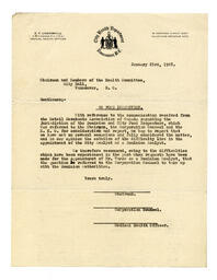   Letter to Chairman and Members of the Health Committee, Vancouver   