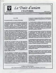   LE TRAIT D'UNION CULTUREL, 1992   , page 1