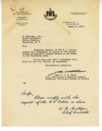 Letter to W.H. Mulligan, Chief Constable from Vance: 09-Apr-47