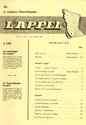   L'APPEL, LE MAGAZINE FRANCO-COLOMBIEN, 1967   , page 1
