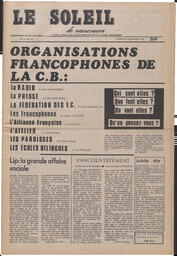 Le Soleil de Vancouver, September 21, 1973, page 1