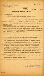 Certificate of City Analyst for Royal Party, no 5715: 30-May-39