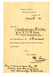 Letter to Vance from Chemical Society London: 29-Jul-10