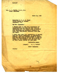 Letter to Vance from W.W. Foster, Chief Constable: 15-Mar-39