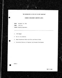 1991-11-19 - City of Port Coquitlam - Economic Development Committee - Agenda and Minutes