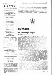   L'APPEL, LE MAGAZINE FRANCO-COLOMBIEN, 1967   , page 3