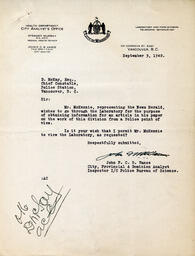 Letter to D. McKay, Chief Constable from Vance: 05-Sep-40