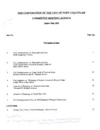 1992-08-24 - City of Port Coquitlam - Committee - Agenda