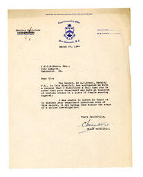 Letter to Vance from Charles Hailston, Chief Constable: 20-Mar-44