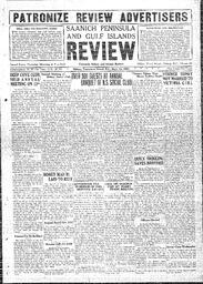 Saanich Peninsula And Gulf Islands Review Thu, September 15, 1927 (Page 1)