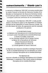   RÉPERTOIRE DES RESSOURCES CULTURELLES, 1999-2001   , page 7