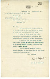 Letter to Vance from Captain, O.C. No 19 Co, Canadian Army Service Corps.: 20-Nov-16