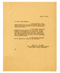 Reference letter from Vance: 05-Apr-49
