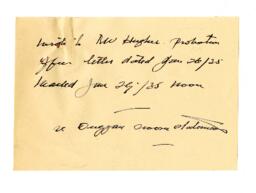 Letter to Detective Sergeant Duggan from Vance: 03-Jan-35