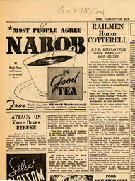 Vancouver Sun newspaper clipping about Vance: 18-Oct-34
