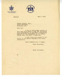 Letter to Thomas Heatley, Chief Constable, Victoria from John Cameron, Chief Constable, Vancouver: 09-May-33