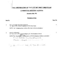 1992-12-14 - City of Port Coquitlam - Committee - Agenda