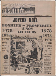 Le Soleil de Colombie, December 23, 1977, page 1